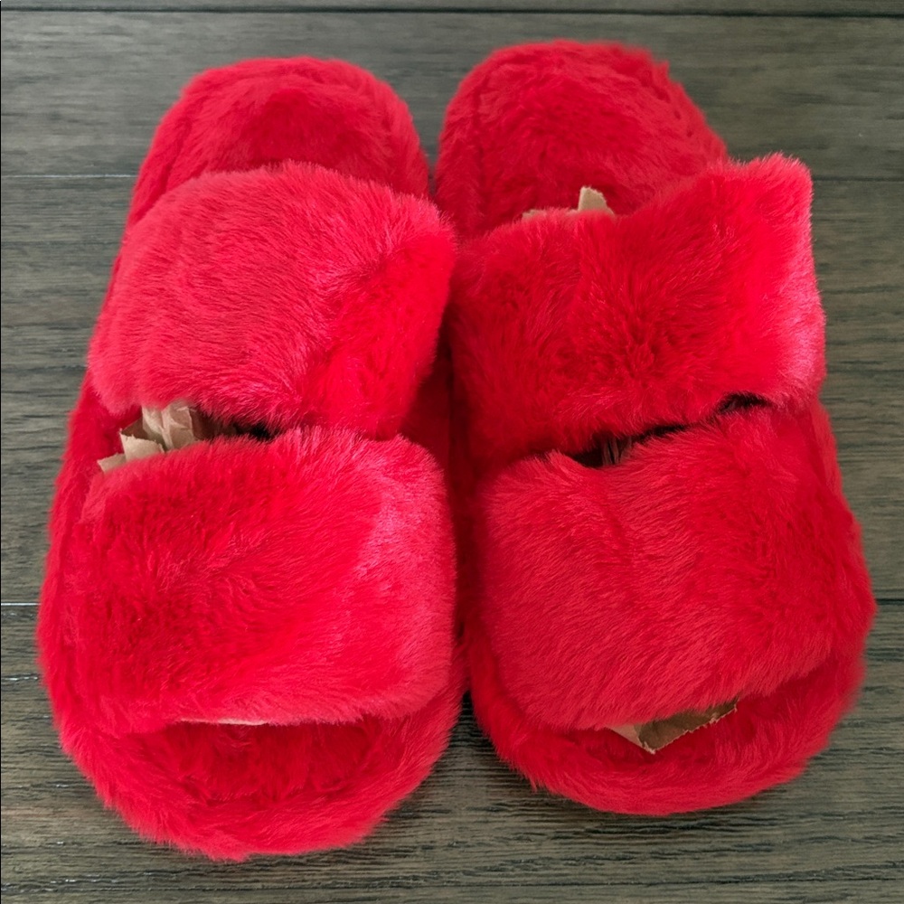 Lot of 2x NEW Furry Soft Double Strap Slip-On Slide Slippers Women’s Sz 10/11 - Picture 5 of 10